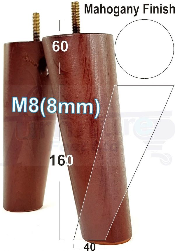 4x WOODEN ANGLED SOFA LEGS 160mm High CHAIR FURNITURE REPLACEMENT FEET M8(8mm) - Image 22
