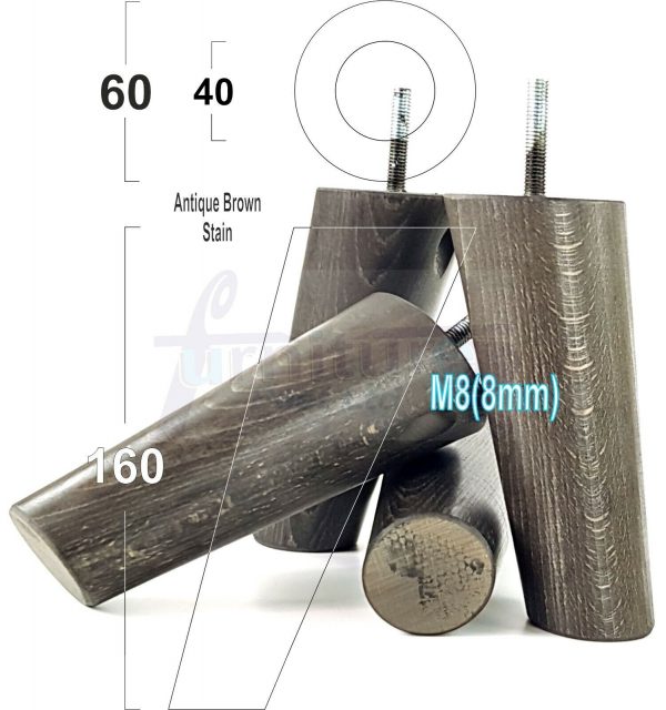 4x WOODEN ANGLED SOFA LEGS 160mm High CHAIR FURNITURE REPLACEMENT FEET M8(8mm) - Image 13