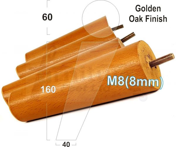 4x WOODEN ANGLED SOFA LEGS 160mm High CHAIR FURNITURE REPLACEMENT FEET M8(8mm) - Image 20