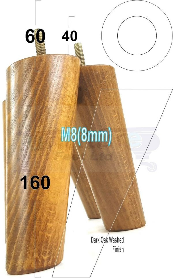 4x WOODEN ANGLED SOFA LEGS 160mm High CHAIR FURNITURE REPLACEMENT FEET M8(8mm) - Image 17