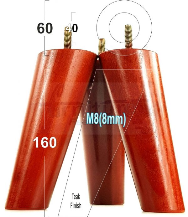 4x WOODEN ANGLED SOFA LEGS 160mm High CHAIR FURNITURE REPLACEMENT FEET M8(8mm) - Image 28