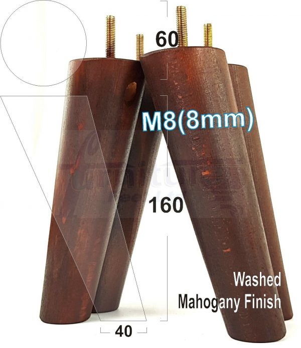 4x WOODEN ANGLED SOFA LEGS 160mm High CHAIR FURNITURE REPLACEMENT FEET M8(8mm) - Image 23