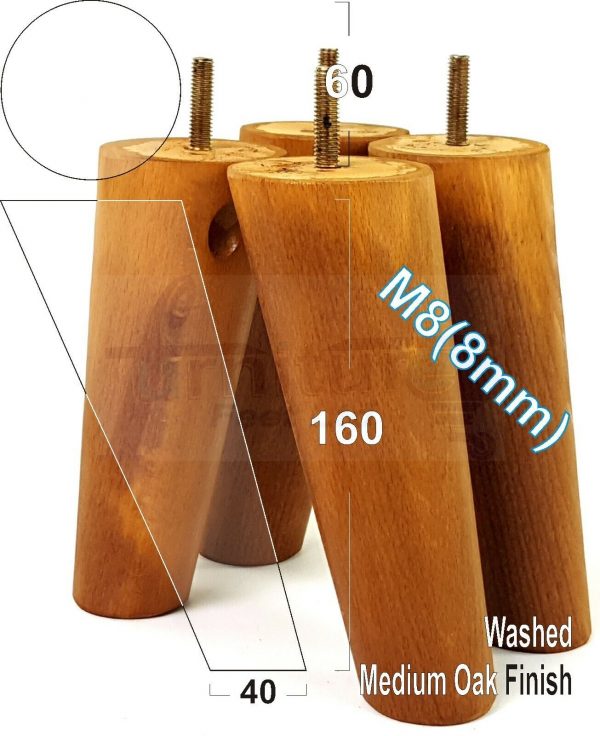 4x WOODEN ANGLED SOFA LEGS 160mm High CHAIR FURNITURE REPLACEMENT FEET M8(8mm) - Image 21