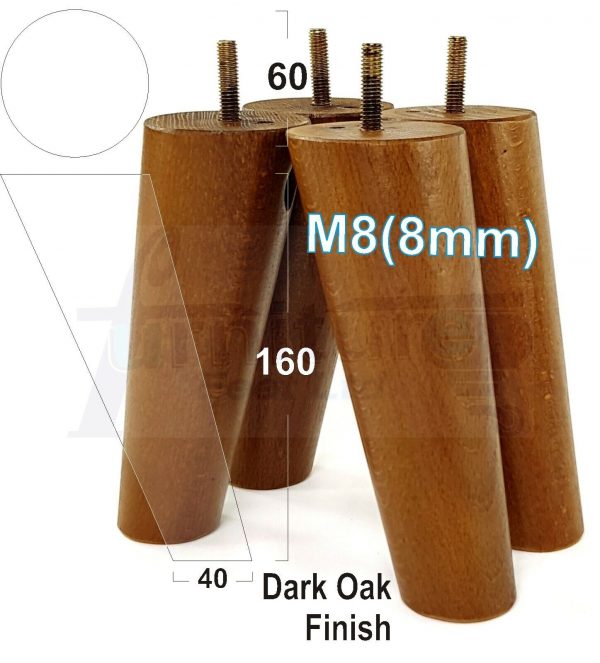 4x WOODEN ANGLED SOFA LEGS 160mm High CHAIR FURNITURE REPLACEMENT FEET M8(8mm) - Image 16