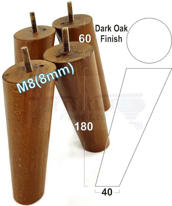 4x WOODEN ANGLED SOFA LEGS 180mm High CHAIR FURNITURE REPLACEMENT FEET M8(8mm) - Image 16
