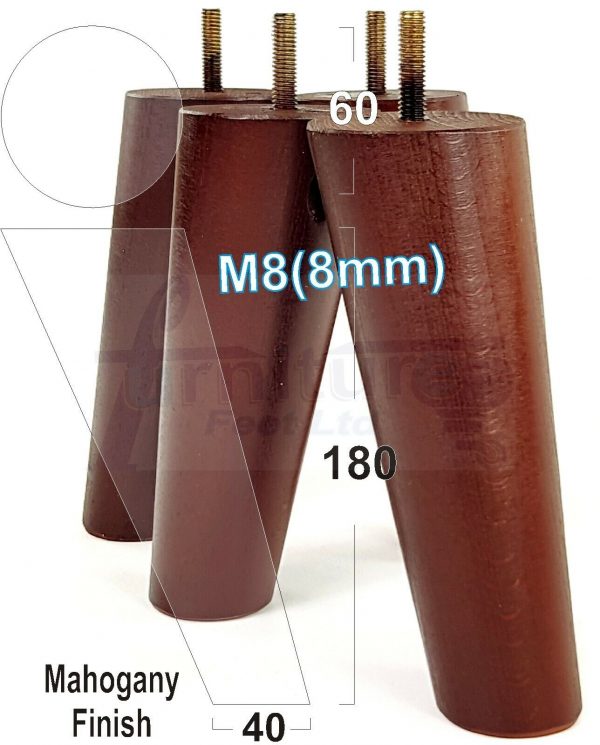 4x WOODEN ANGLED SOFA LEGS 180mm High CHAIR FURNITURE REPLACEMENT FEET M8(8mm) - Image 22