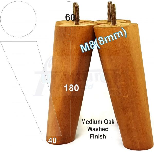4x WOODEN ANGLED SOFA LEGS 180mm High CHAIR FURNITURE REPLACEMENT FEET M8(8mm) - Image 21