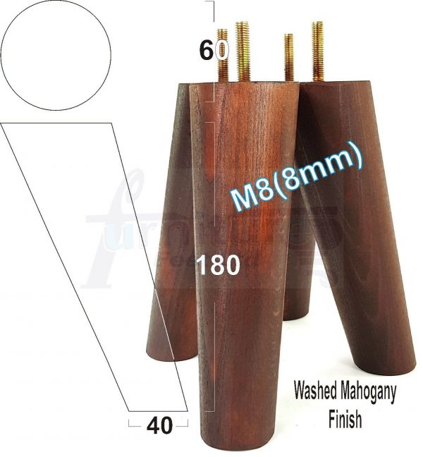 4x WOODEN ANGLED SOFA LEGS 180mm High CHAIR FURNITURE REPLACEMENT FEET M8(8mm) - Image 23