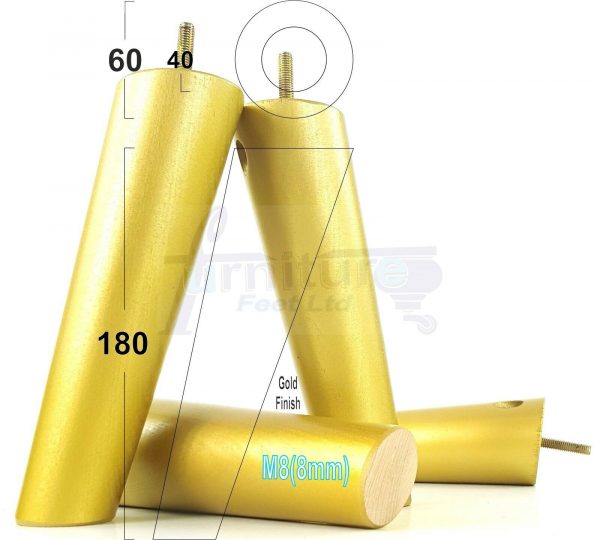 4x WOODEN ANGLED SOFA LEGS 180mm High CHAIR FURNITURE REPLACEMENT FEET M8(8mm) - Image 32