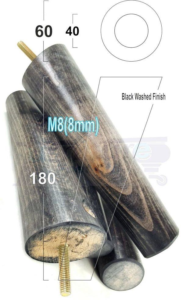 4x WOODEN ANGLED SOFA LEGS 180mm High CHAIR FURNITURE REPLACEMENT FEET M8(8mm) - Image 15