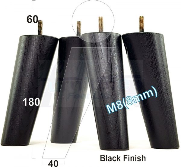 4x WOODEN ANGLED SOFA LEGS 180mm High CHAIR FURNITURE REPLACEMENT FEET M8(8mm) - Image 14