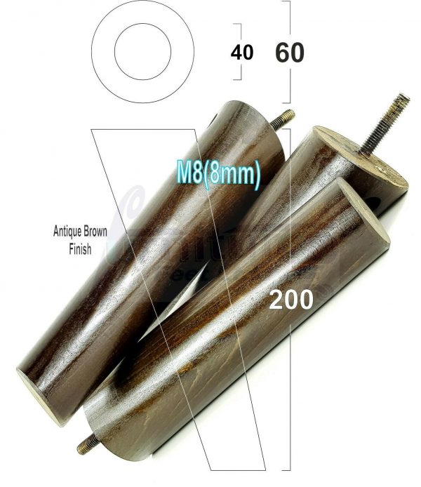 4x WOODEN ANGLED SOFA LEGS 200mm High CHAIR FURNITURE REPLACEMENT FEET M8(8mm) - Image 11