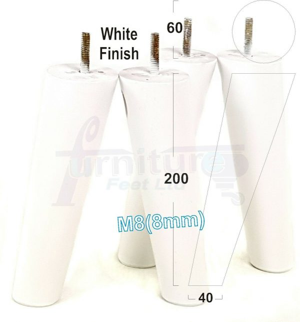 4x WOODEN ANGLED SOFA LEGS 200mm High CHAIR FURNITURE REPLACEMENT FEET M8(8mm) - Image 29