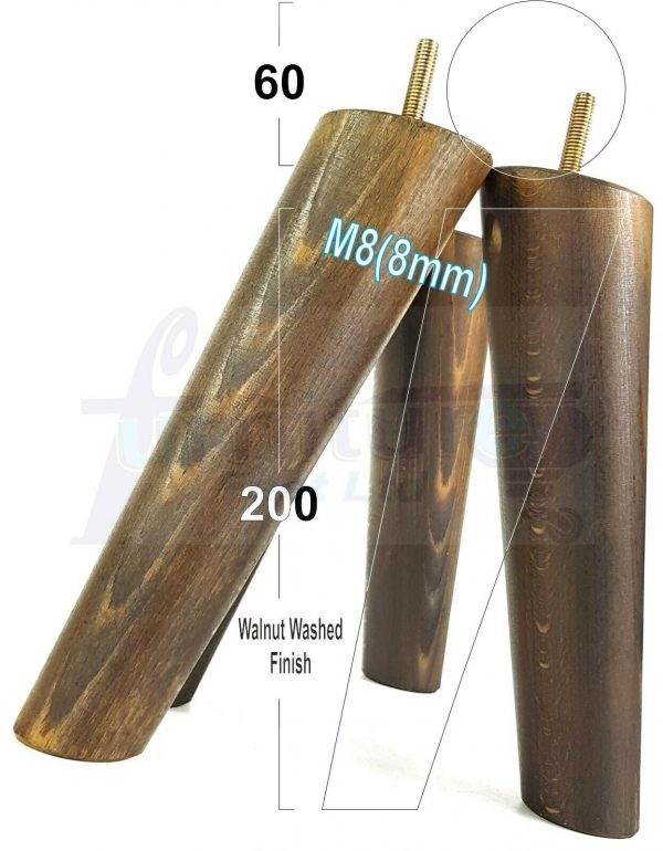 4x WOODEN ANGLED SOFA LEGS 200mm High CHAIR FURNITURE REPLACEMENT FEET M8(8mm) - Image 18