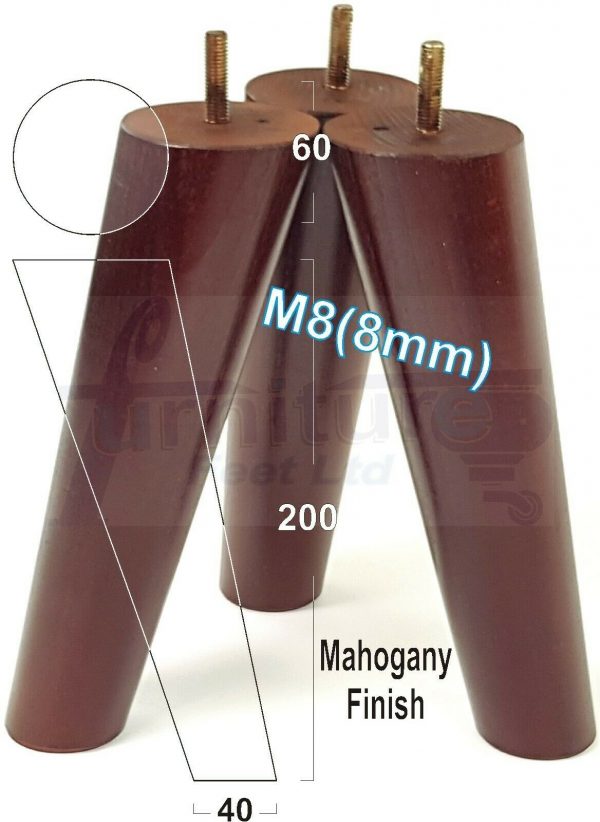 4x WOODEN ANGLED SOFA LEGS 200mm High CHAIR FURNITURE REPLACEMENT FEET M8(8mm) - Image 21