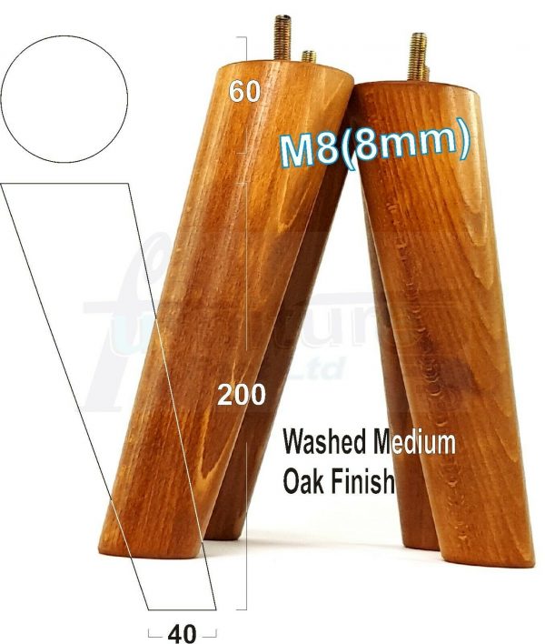 4x WOODEN ANGLED SOFA LEGS 200mm High CHAIR FURNITURE REPLACEMENT FEET M8(8mm) - Image 20