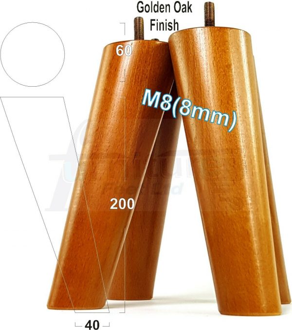 4x WOODEN ANGLED SOFA LEGS 200mm High CHAIR FURNITURE REPLACEMENT FEET M8(8mm) - Image 19