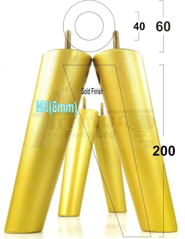 4x WOODEN ANGLED SOFA LEGS 200mm High CHAIR FURNITURE REPLACEMENT FEET M8(8mm) - Image 31