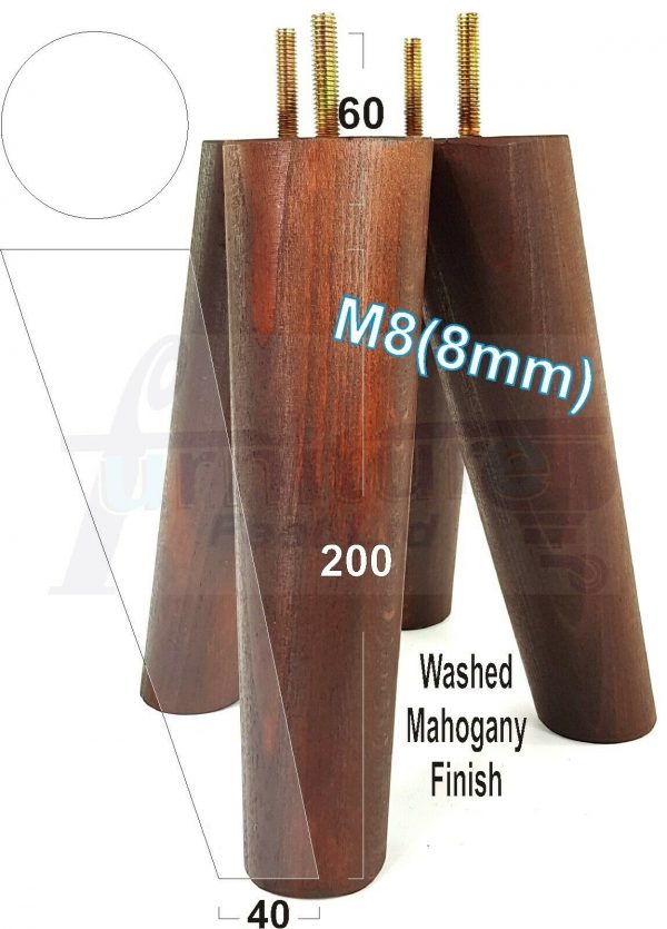 4x WOODEN ANGLED SOFA LEGS 200mm High CHAIR FURNITURE REPLACEMENT FEET M8(8mm) - Image 22