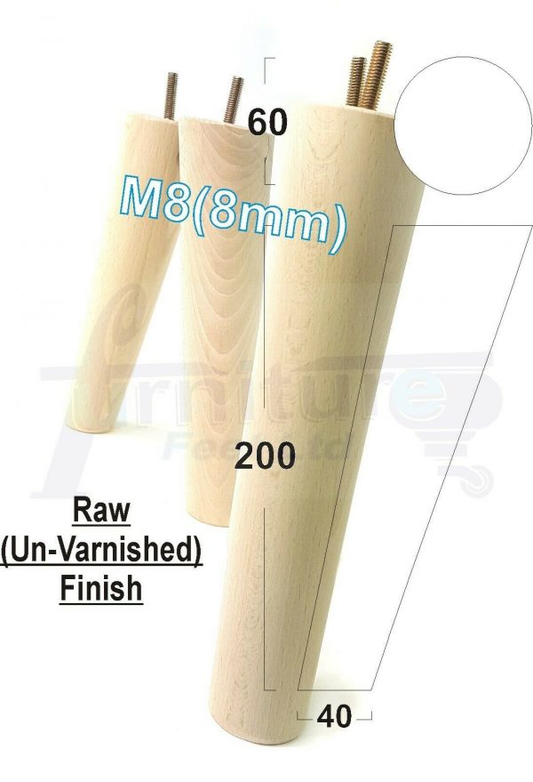 4x WOODEN ANGLED SOFA LEGS 200mm High CHAIR FURNITURE REPLACEMENT FEET M8(8mm) - Image 24
