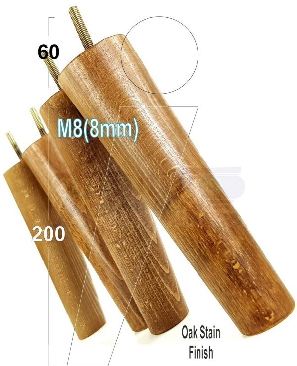 4x WOODEN ANGLED SOFA LEGS 200mm High CHAIR FURNITURE REPLACEMENT FEET M8(8mm) - Image 17