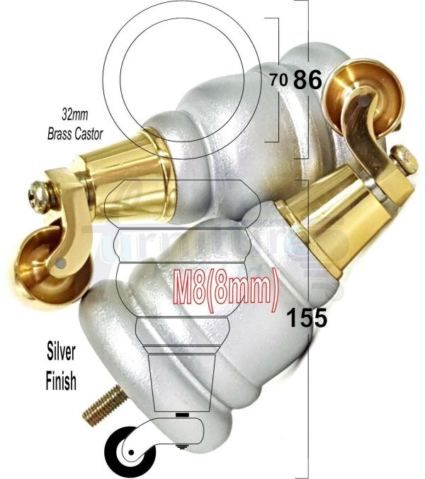 4x WOODEN FURNITURE LEGS M8(8mm) CHAIR REPLACEMENT BRASS CASTOR FEET 155mm HIGH - Image 32