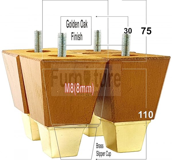 4x Wood Furniture Sofa Leg M8 Replacement Chair, Settee Feet & Slipper Cup 110mm - Image 9