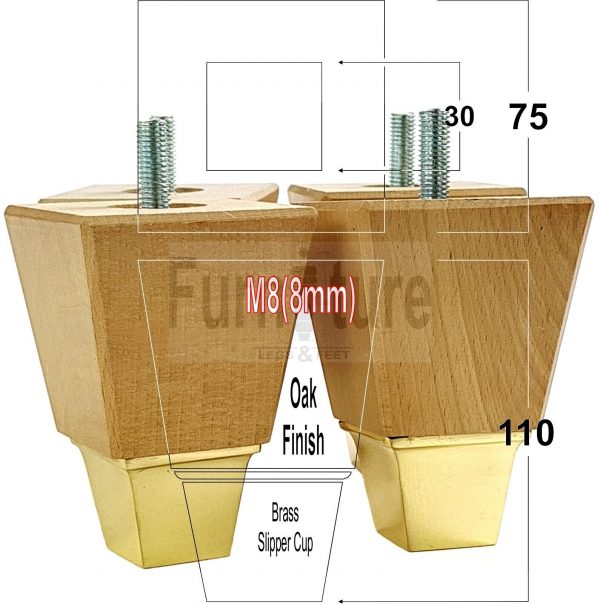 4x Wood Furniture Sofa Leg M8 Replacement Chair, Settee Feet & Slipper Cup 110mm - Image 10