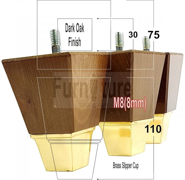 4x Wood Furniture Sofa Leg M8 Replacement Chair, Settee Feet & Slipper Cup 110mm - Image 5