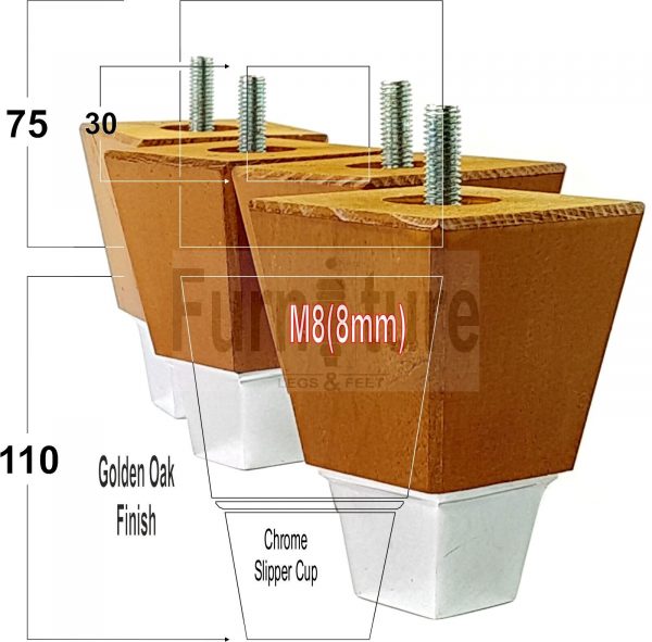 4x Wood Furniture Sofa Leg M8 Replacement Chair, Settee Feet & Slipper Cup 110mm - Image 8