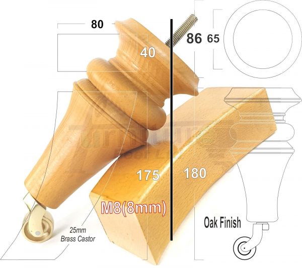 4x Wood Turned Replacement Furniture Legs Sofa, Chair, SetteeFeet 18cm High M8 - Image 18