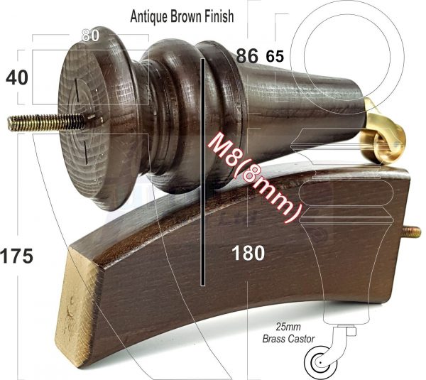 4x Wood Turned Replacement Furniture Legs Sofa, Chair, SetteeFeet 18cm High M8 - Image 3