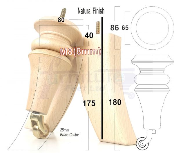 4x Wood Turned Replacement Furniture Legs Sofa, Chair, SetteeFeet 18cm High M8 - Image 17