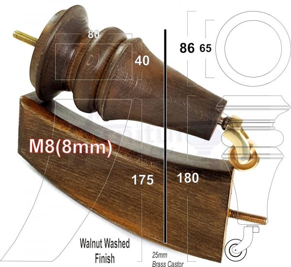 4x Wood Turned Replacement Furniture Legs Sofa, Chair, SetteeFeet 18cm High M8 - Image 10