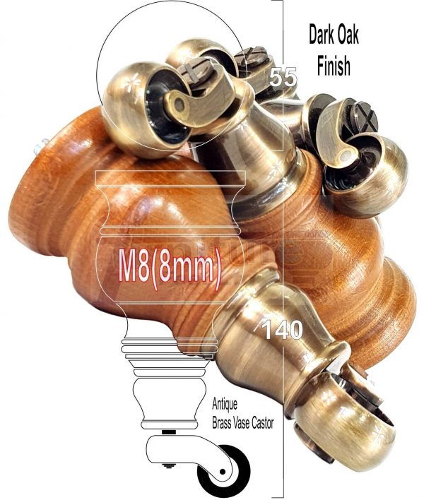 4x Wooden Furniture Sofa Legs M8 Castor Replacment Chair Settee Feet 150mm High - Image 19