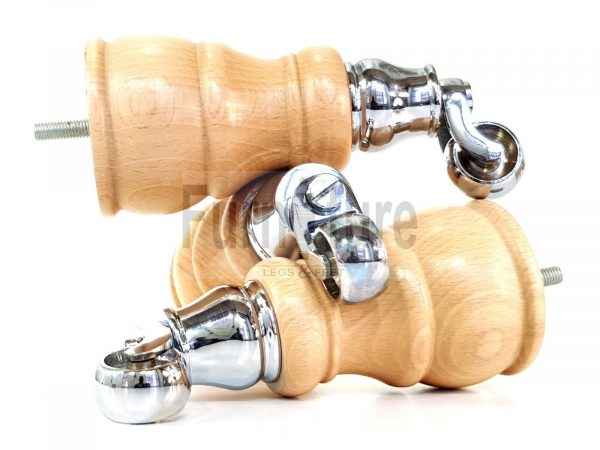 4x Wooden Furniture Sofa Legs M8 Castor Replacment Chair Settee Feet 160mm High - Image 17