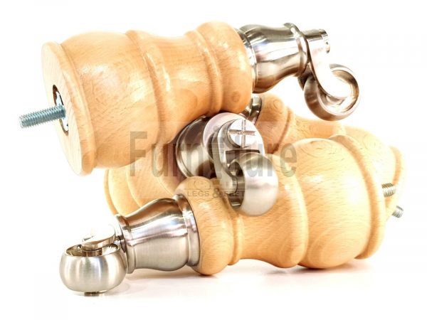 4x Wooden Furniture Sofa Legs M8 Castor Replacment Chair Settee Feet 160mm High - Image 20