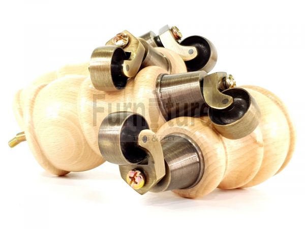4x Wooden Furniture Sofa Legs M8 Castor Replacment Chair Settee Feet 160mm High - Image 14