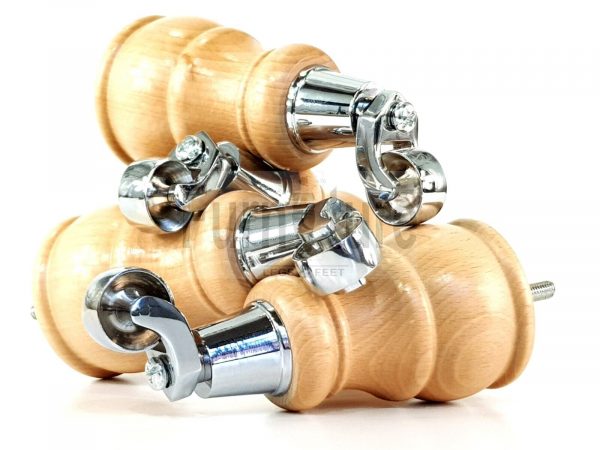 4x Wooden Furniture Sofa Legs M8 Castor Replacment Chair Settee Feet 160mm High - Image 13