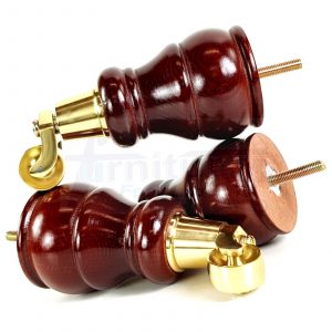 4  WOOD FEET MAHOGANY TURNED FURNITURE CASTOR LEGS  SOFA CHAIR STOOLS SETTEES M8