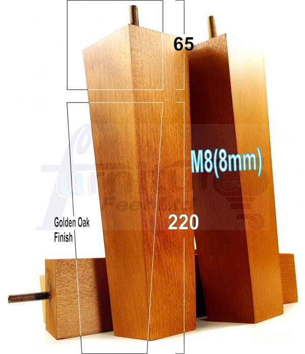 Square Wood Legs Replacement Block Furniture Feet 100 - 240mm High M8 Golden Oak - Image 17