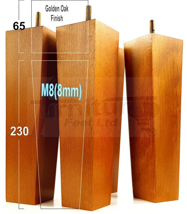 Square Wood Legs Replacement Block Furniture Feet 100 - 240mm High M8 Golden Oak - Image 18