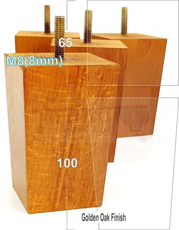 Square Wood Legs Replacement Block Furniture Feet 100 - 240mm High M8 Golden Oak - Image 13