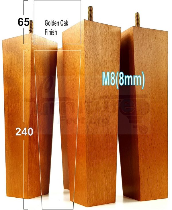 Square Wood Legs Replacement Block Furniture Feet 100 - 240mm High M8 Golden Oak - Image 19