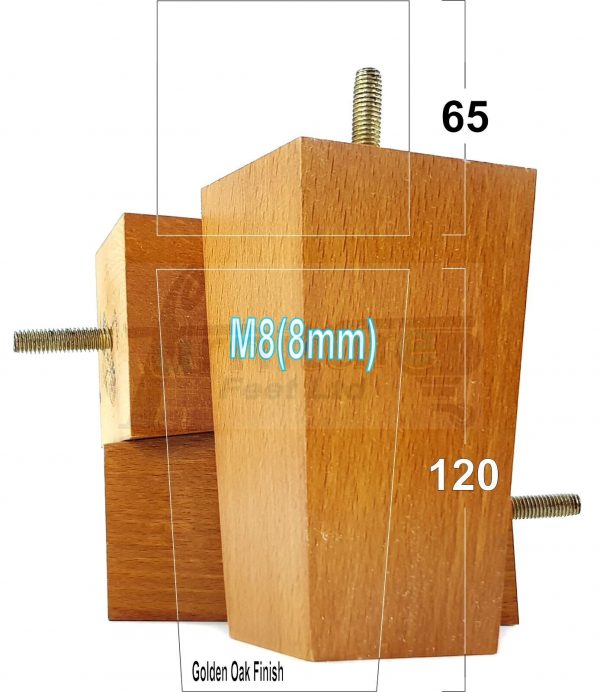 Square Wood Legs Replacement Block Furniture Feet 100 - 240mm High M8 Golden Oak - Image 14