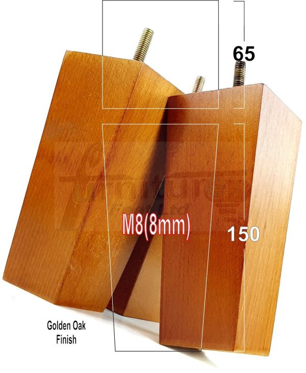 Square Wood Legs Replacement Block Furniture Feet 100 - 240mm High M8 Golden Oak - Image 15