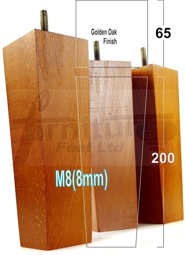 Square Wood Legs Replacement Block Furniture Feet 100 - 240mm High M8 Golden Oak - Image 16