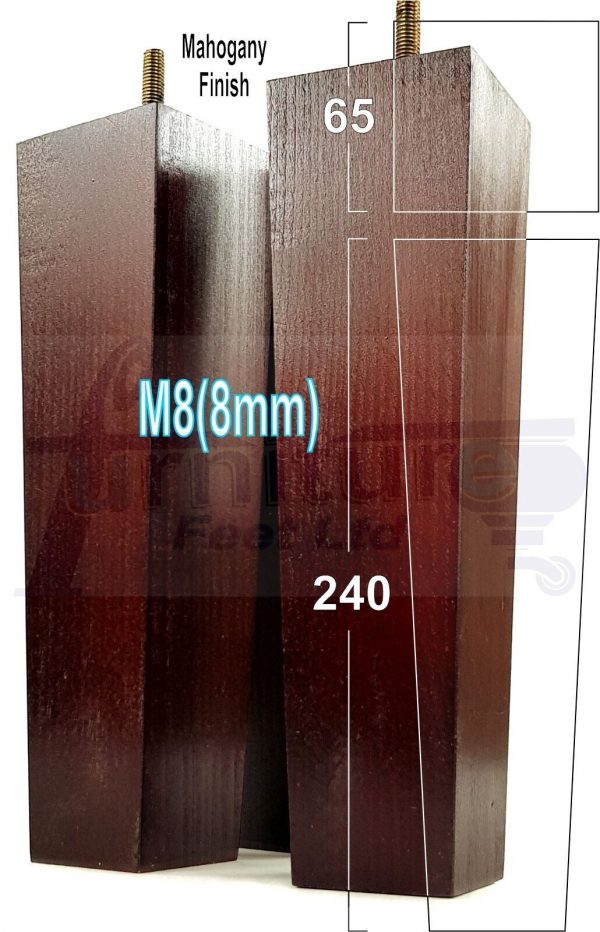 Square Wood Legs Replacement Block Furniture Feet 100 - 240mm High M8 Mahogany - Image 18