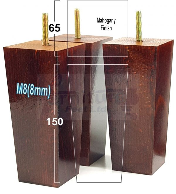 Square Wood Legs Replacement Block Furniture Feet 100 - 240mm High M8 Mahogany - Image 14