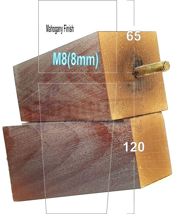 Square Wood Legs Replacement Block Furniture Feet 100 - 240mm High M8 Mahogany - Image 13